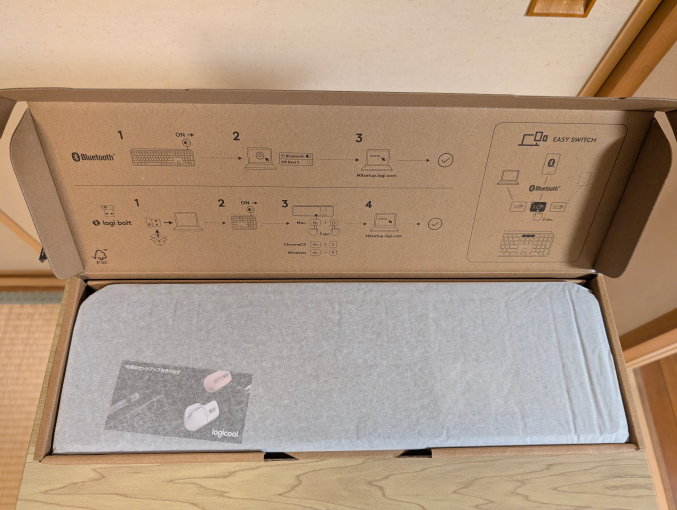 Logicool MX KEYS S KX800sGR 内箱開けたところ1